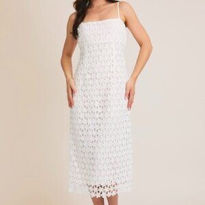 TAKE YOU THERE WHITE LACE MIDI DRESS